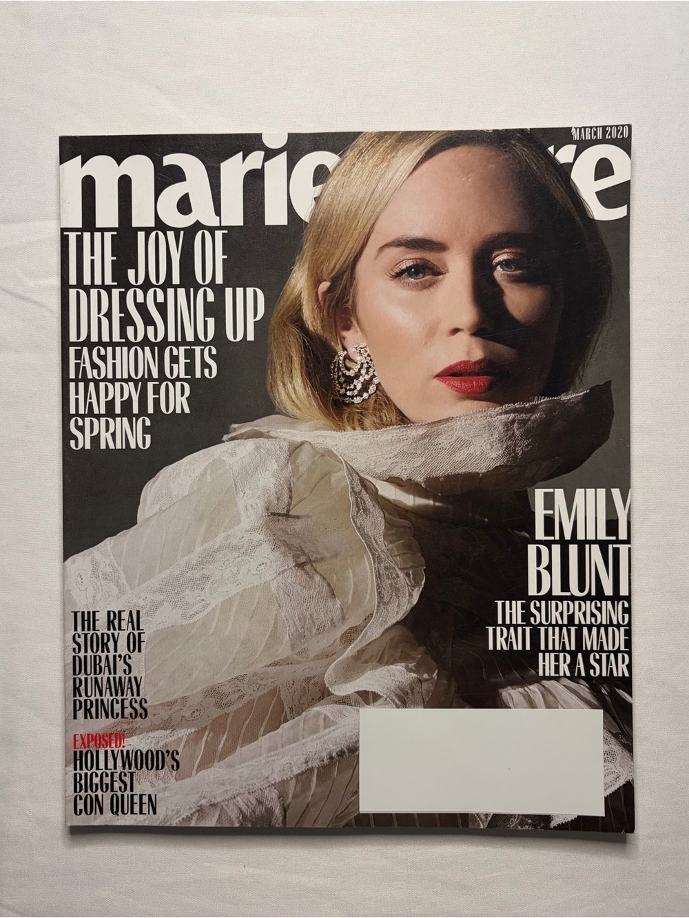 Marie Claire Emily Blunt “The Surprising Trait That Made Her” Issue March 2020